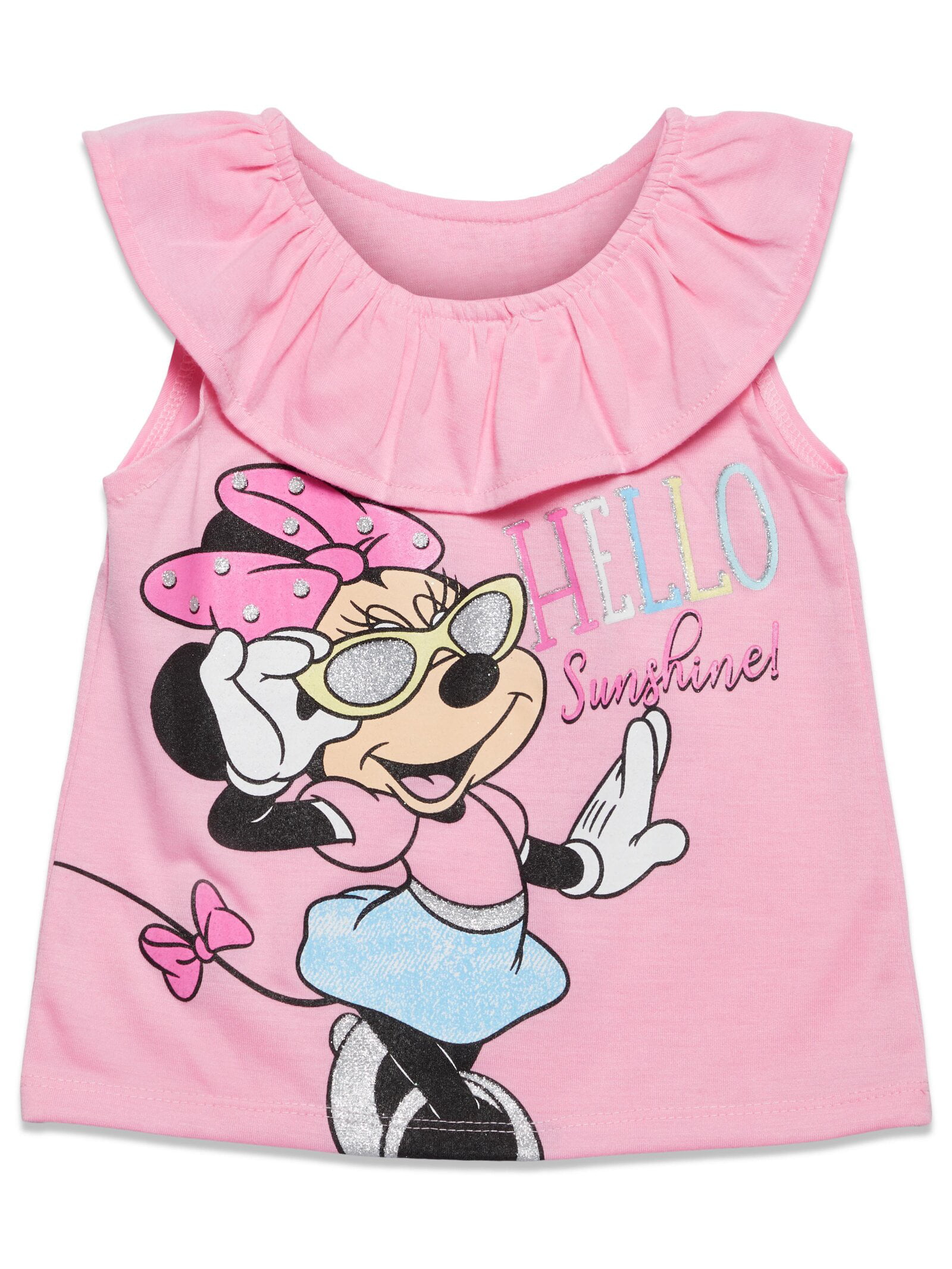 Disney Minnie Mouse Little Girls Crossover Tank Top and Shorts
