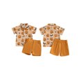 thumbnail image 2 of RUINIXCW Toddler Baby Boy Halloween Gentleman Outfit Infant Boy Summer Fall Clothes Pumpkin Turn Down Collar Short Sleeve Shirt Bowtie and Shorts Set, 2 of 10