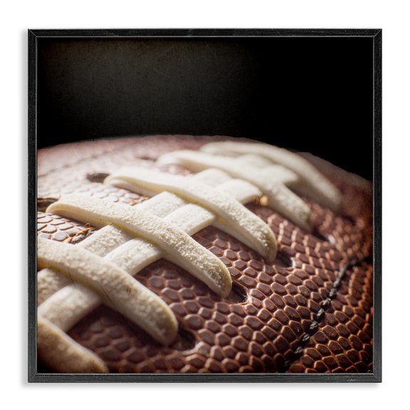 Stupell Industries Eclectic Football Closeup On Black Black Framed Giclee Art, 12 x 12, by Kim Allen