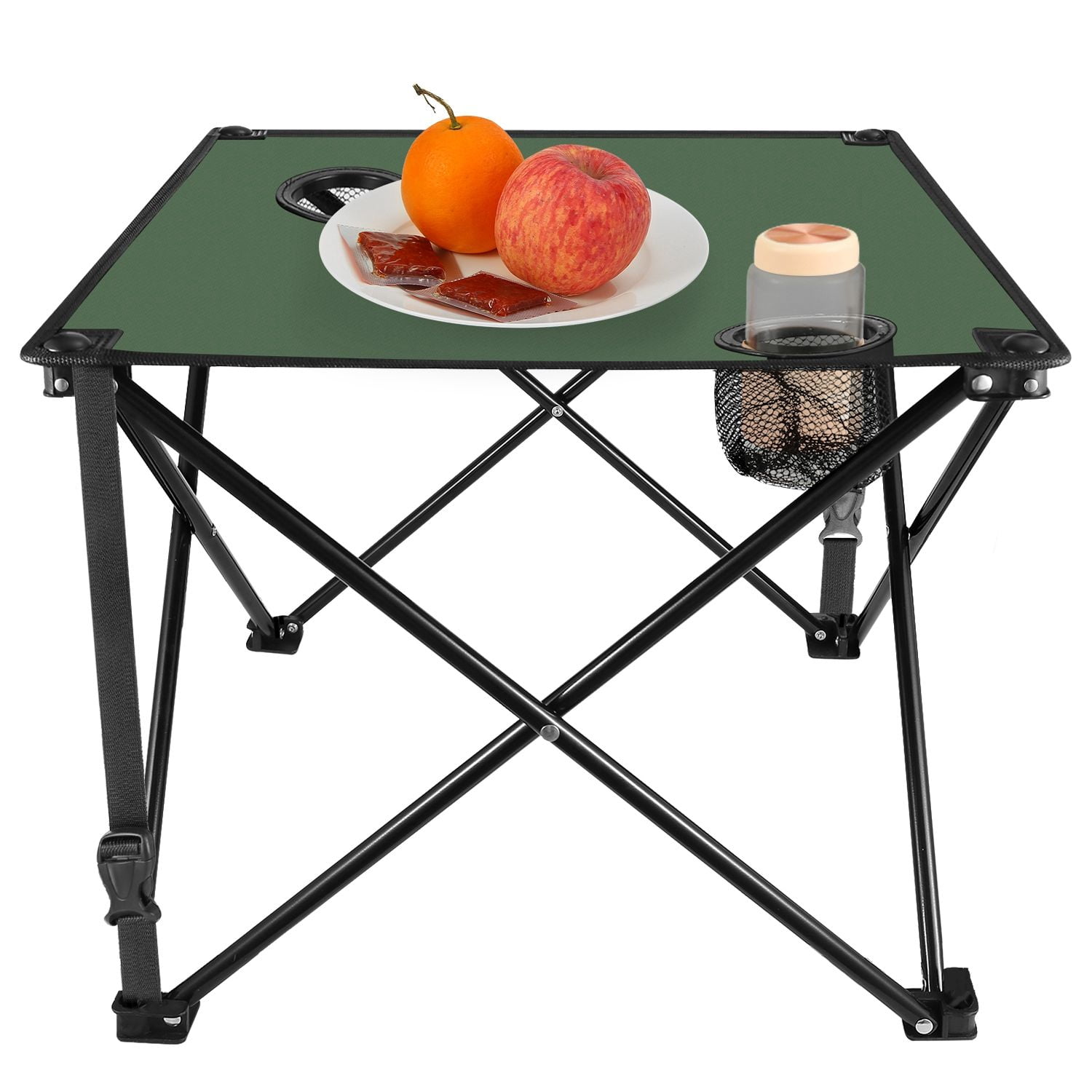Foldable Camping Table Portable Picnic Table Lightweight Travel Desk with 2 Cup Holders Carrying Bag
