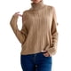 thumbnail image 1 of Suéter de cuello alto para mujer, manga larga, Color puro, cómodo, Tops para mujer, para la escuela, vacaciones, fecha, compras, caqui M, 1 of 8
