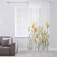 thumbnail image 3 of Yellow Spring Floral Semi Sheer Curtains Drapes for Living Room, Bedroom, French Doors Window 45 Inches Long, Watercolor Summer Botanical Rod Pocket Chiffon Curtain Drapery Voile Draperies Panel, 3 of 6