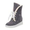 thumbnail image 1 of Zapatos para mujer, zapatos de vendaje de color liso, botines casuales cálidos de invierno, zapatos para correr, botas vaqueras, 1 of 3
