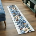 thumbnail image 3 of Blue Poinsettia Christmas 2'x6' Runner Rugs for Hallway Kitchen Bedside Non Slip Washable, Xmas Botanical Balls Snowflake Entryway Rug Runners with Rubber Backing, Long Carpet Runner for Laundry Room, 3 of 8