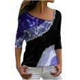 thumbnail image 1 of Blusa informal de manga larga para mujer, blusas con hombros descubiertos, blusas sueltas estampadas Pompotops FGAJ20143, 1 of 5