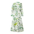 thumbnail image 5 of Up to 60% Off! pstuiky Dresses for Women, Women Cotton and Linen Dress Long Sleeve Crew Neck Dress Printed Dress and Ankle Dress Casual Holiday Dress with Pockets Leisure Green S, 5 of 5