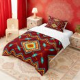 thumbnail image 2 of Erosebridal Red Teal Orange Aztec Twin Comforter Sets, Hippie Bohemian Geometric Bedding Set, Reversible 2pcs, 1 Comforter and 1 Pillowcase, 2 of 6