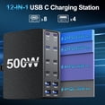 thumbnail image 2 of 500W USB C Charger Block, 12-Port USB C Charging Station for Multiple Devices, Leather Texture Dual PD 65W Laptop Fast Charger Compatible with MacBook Pro/Air, iPad, iPhone,Galaxy and More, Black, 2 of 5
