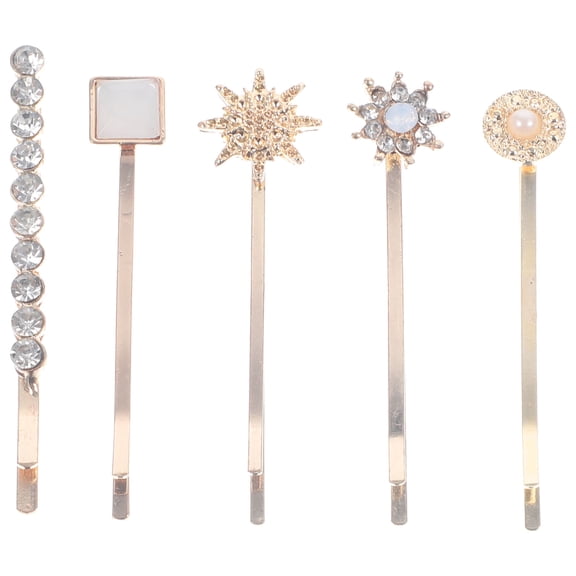 OATIPHO 5Pcs Hair Clip Set Alloy Golden Metal Barrettes with Strong Grip for Stylish Decoration