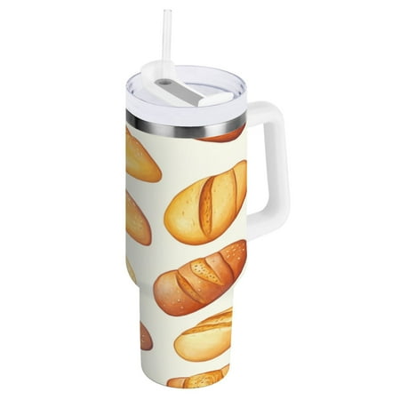

30 Oz Car Handle Water Cup 9.9x3.5 Inch Stainless Steel Water Cup With Handle Water Cup Car Water Cup Travel Coffee Cup Yellow Bread