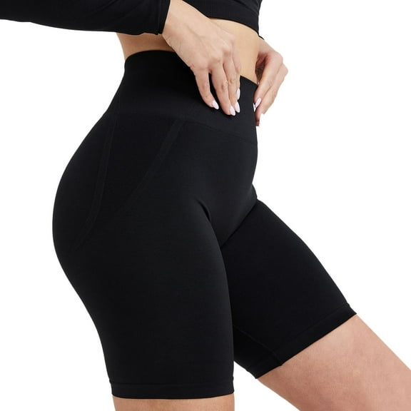 CONFREE Short Leggings For Women High Waist Capri Leggings For Women Solid Color Workout Exercise Fitness Biker Yoga Shorts With Pocket