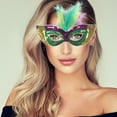 thumbnail image 5 of Unique Bargains 1 Pc Multicolor Feather Sequins Half Face Party Mask for Holloween Green Sequins Fabric, 5 of 5