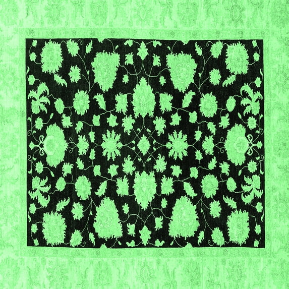 Ahgly Company Indoor Square Oriental Emerald Green Traditional Area Rugs, 3' Square