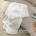 thumbnail image 6 of Striped Flannel Fleece Blanket - Ultra-Soft, Lightweight, White Blanket, Throw/Twin/Queen/King Sizes, Classic Stripe Pattern, Multi-Color, Ideal for Bed, Couch, Travel, Camping, All Seasons, Home Bed, 6 of 10