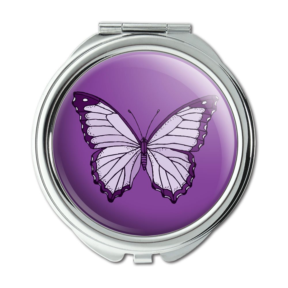 Purple Butterfly Compact Purse Mirror