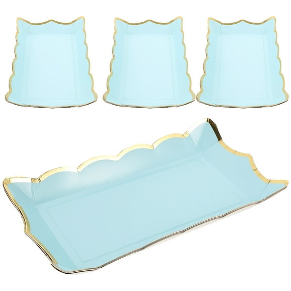 TAILTOSS Elegant Blue Disposable Paper Serving Trays for Daily Use HeavyDuty Dessert and Fruit Platters 4pcs