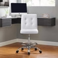 thumbnail image 2 of Modway Prim Metal Vegan Leather Armless Drafting Chair in Silver/White, 2 of 9