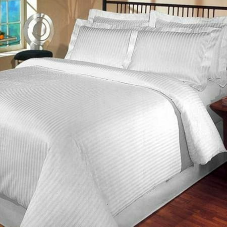 400 Thread Count Egyptian Cotton Full/ Queen Duvet Cover Set Stripe White