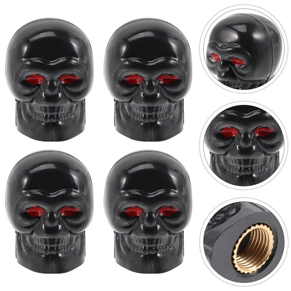 WRITWAA 4-Pack Black Stainless Steel Tire Valve Caps Skeleton Style Anti-