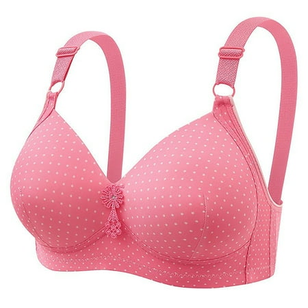 Yyeselk Everyday Bra for Women No Underwire Push Up T-Shirt Bra Full Coverage Comfort Bra Hide Back Fat Breathable Wirefree Bras Hot Pink S