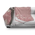 thumbnail image 3 of Wedding Soft Flannel Fleece Throw Blanket, Bride Groom Getting Married Dancing on Pink Floral Background Abstract Art, Cozy Plush for Indoor and Outdoor Use, 50" x 60", Pink Black White, by Ambesonne, 3 of 6