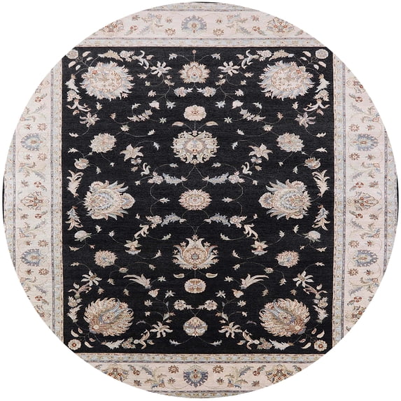 Ahgly Company Indoor Round Mid-Century Modern Desert Sand Beige Oriental Area Rugs, 5' Round