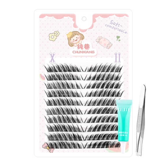 Pestañas postizas oblicuas de la serie Fox de estilo antiguo verde oriental de Pure Lane, pestañas postizas naturales oblicuas con cola de ojo, pestañas largas y lindas con segmentos aleatorios