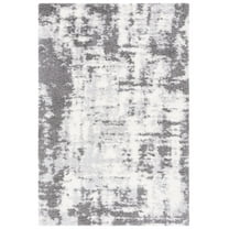 SAFAVIEH Lindsay Rozanne Distressed Polyester Shag Area Rug, Dark Grey/Grey, 5'3" x 7'6"