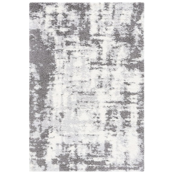SAFAVIEH Lindsay Rozanne Distressed Polyester Shag Area Rug, Dark Grey/Grey, 8' x 10'