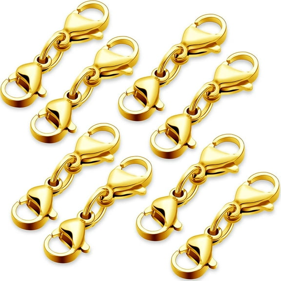 Double Lobster Clasp Extender Double Claw Connector Bracelet Extension Clasp Small Bracelet Extender Necklace Shortener Clasp for DIY Jewelry Making Women Girls 25 mm/ 0.98 Inch (Gold)