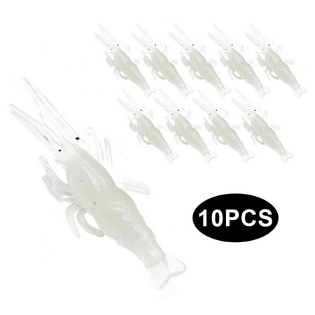 Magazine 10pcs 4cm Artificial Soft Shrimp Bait Lightweight lifelike Shrimp Ocean Wobblers Silicone Bait Without Hooks Glow-In-The-Dark Shrimp