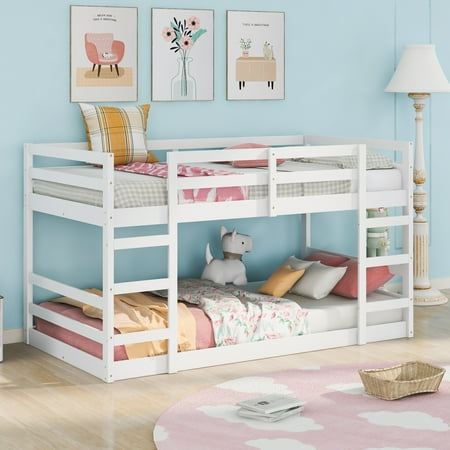 CoSoTower Twin Over Twin Bunk Bed With Ladder, White