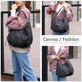 thumbnail image 6 of PlasMaller Fashion Women's Multi-pocket Cotton Canvas Handbags Shoulder Bags Totes Purses, Black, 6 of 7