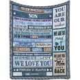 thumbnail image 1 of LHSHID Personalized Custom Name Message Text Blanket from Dad & Mom to Our Amazing Son You are Our Sunshine We Love You Throw Blanket, 1 of 5