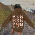 thumbnail image 7 of Fshinging Oversized Sweatshirt for Women Bow Letter Graphic Long Sleeve Drawstring With Pockets Casual Clothes, 7 of 7