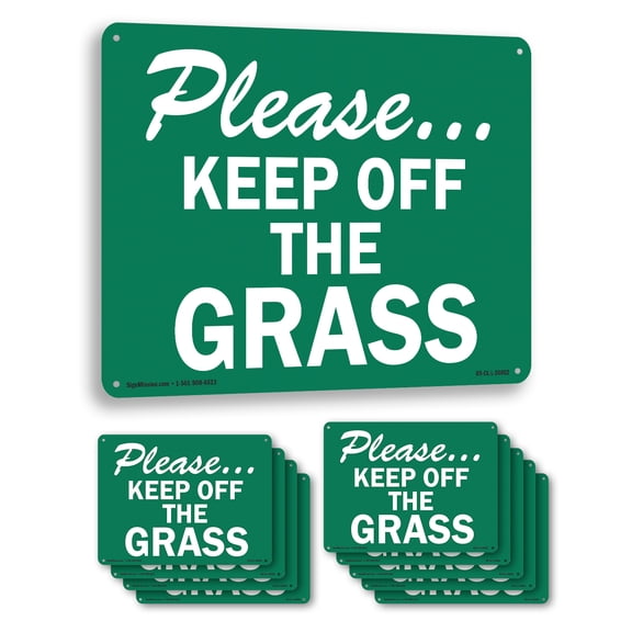 Please...Keep Off The Grass Trespassing Property OSHA Aluminum Sign 14 Inch x 10 Inch - 10 Pack