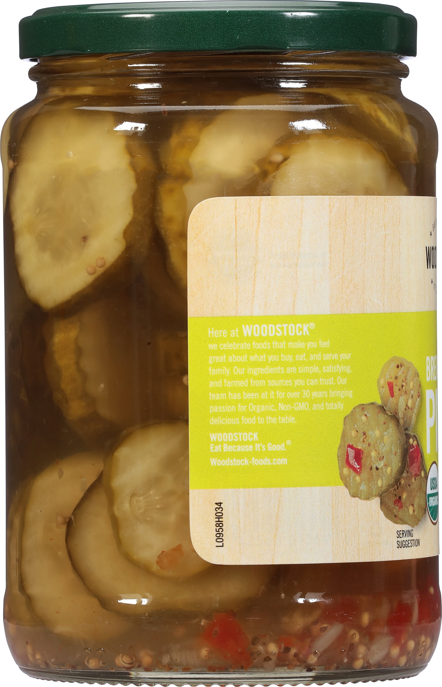(3 pack) Woodstock Organic Sliced Sweet Bread and Butter Pickle Chips, 24 Fl oz Jar