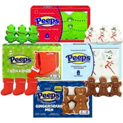 Christmas Peeps Marshmallow Candy Packs, Sugar Coated Character Shaped Marshmallows, Pack of 4, 12 Pieces