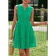 thumbnail image 4 of Vestido PRETTYGARDEN 2025 sin mangas con escote en V y bordado calado verde XL, 4 of 8