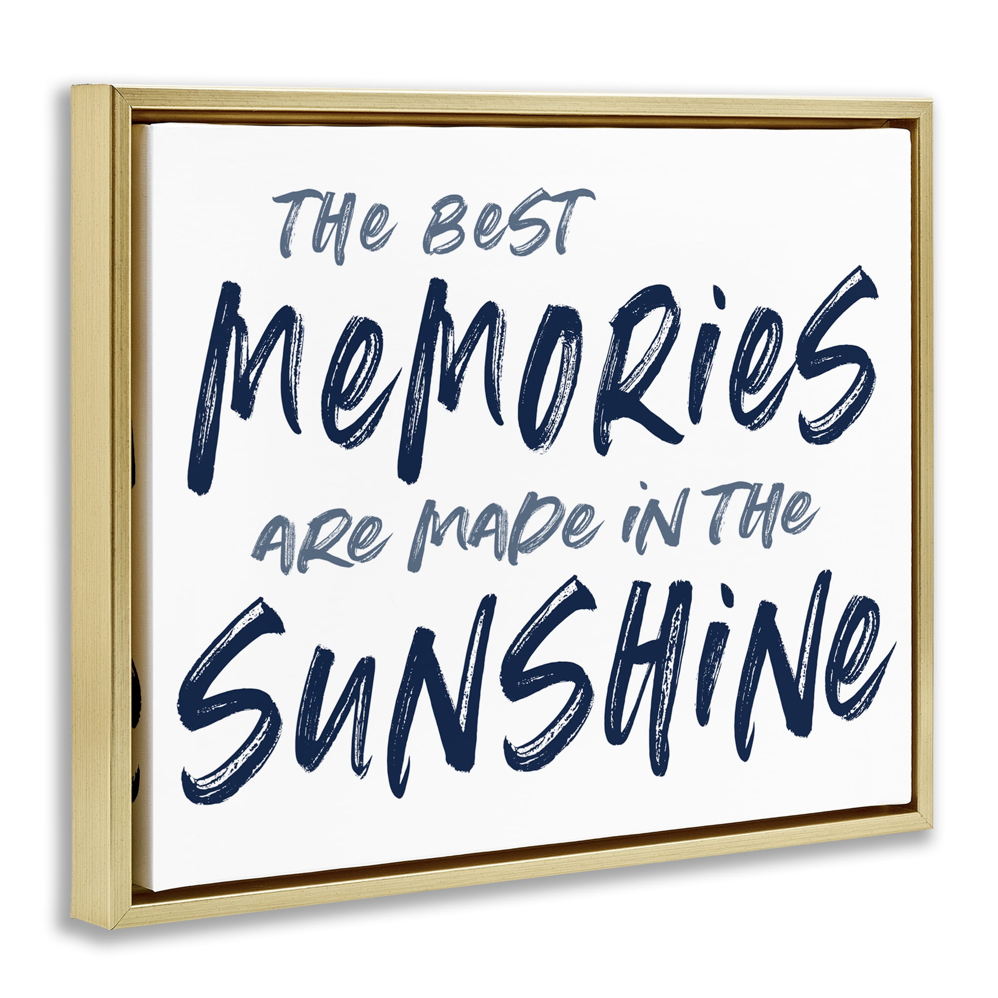 Memories Made In Sunshine Gold Framed Floater Canvas Wall Art, design by Lettered and Lined