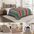 thumbnail image 6 of Queen Quilt Set 90''x96'', Green Red Striped Lightweight Summer Bedspread Coverlet Set with 2 Pillow Shams, Farmhouse Colorful Stripes Breathable All Season Quilt Bedding for Bedroom/Guest Room, 6 of 9