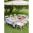 thumbnail image 3 of Easter Eggs Outdoor Tablecloth - 60x84 Inch Rectangle Dining Table Cover, Watercolor Flowers Plants Eggs Butterfly Blue Plaid Waterproof Outdoor Table Cloth with Umbrella Hole & Zipper for Patio, 3 of 7