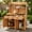 Natural Wood + Wood + Rustic, variant on LuckyNote 65"H Wooden Potting Bench with Lockable Wheels & Storage Cabinet, Outdoor Kitchen Island Prep Cart with Hutch Top, Drawers & Adjustable Shelves, Brown