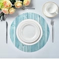 thumbnail image 2 of SKYSONIC Summer Wooden Turquoise Round Placemats for Dining Table Non-Slip Heat-Resistant Polyester Table Mats Set of 1 Washable Table Mats for Kitchen Dining Table Decoration (134), 2 of 7