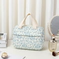 thumbnail image 5 of PPgejGEK Large Capacity Quilted Cotton Cosmetic Makeup Bag 25x20x9cm/9.8x7.9x3.5in Portable Tote Organizer with Multiple Compartments Travel Toiletry Bag, 5 of 6
