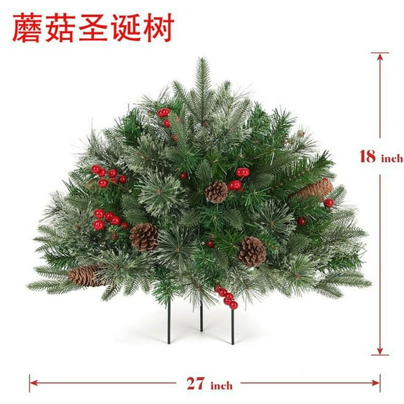 LmnLft Pre-Lit Artificial Christmas Tree Urn Filler, Outdoor Lighted Planter Bushes with Tripod Stake, Snow Flocking and LED Lights for Porch Christmas Decoration