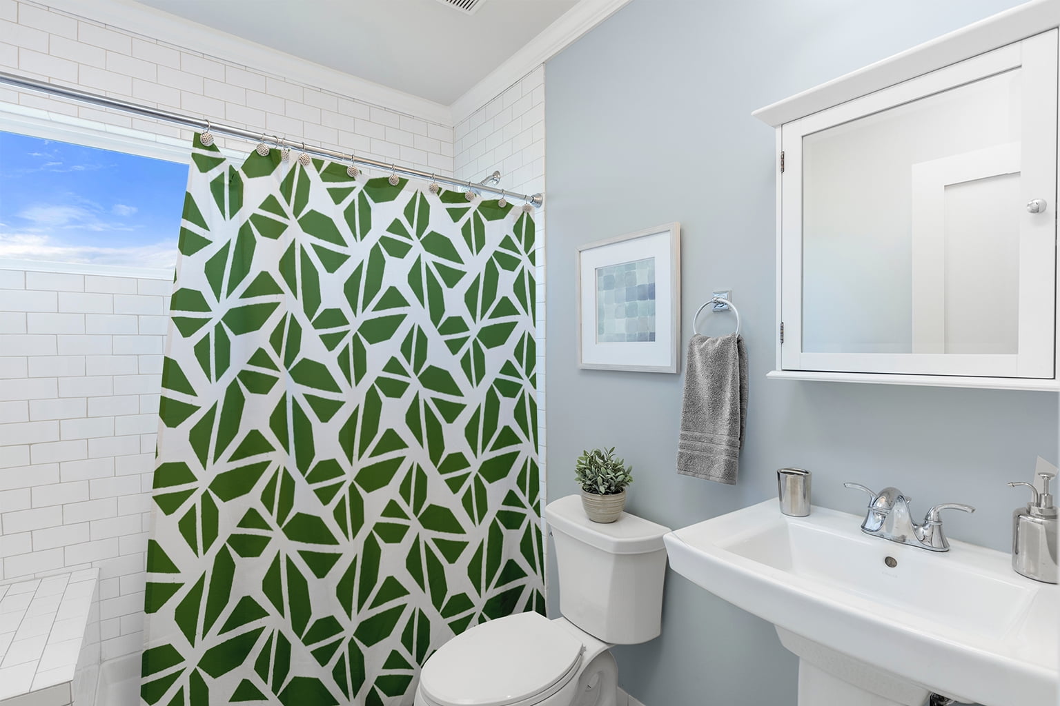Simply Daisy 70" W x 73" L Kaleidoscope Graffiti Polyester Shower Curtain, Scallion [1 Ct]