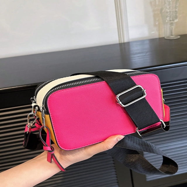 LNGOOR Mini Square Bag Colorblock With Zipper Adjustable Strap