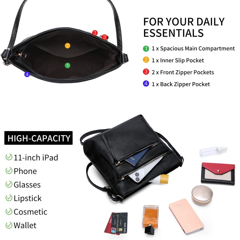 GAEKEAO Crossbody for Women Vegan Leather Casual Satchel Bag Shoulder Purse with Zipper Pockets and Adjustable Strap