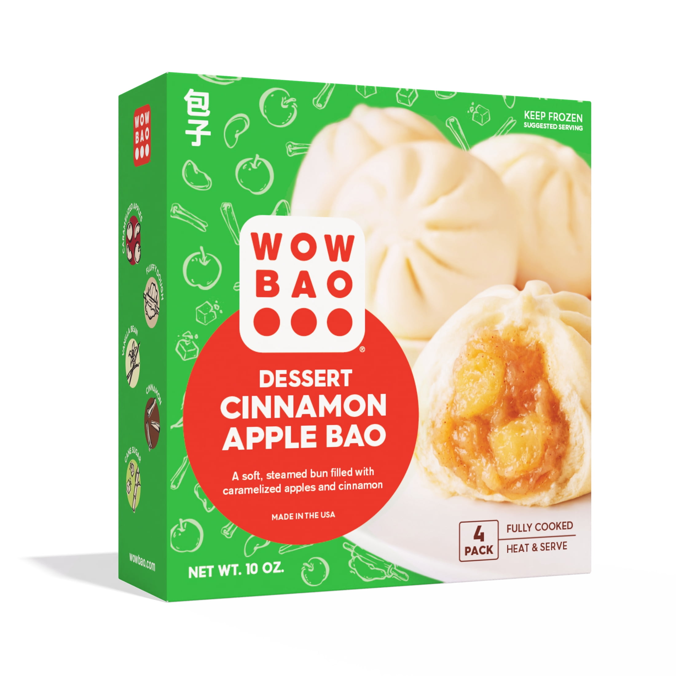 Wow Bao Apple Cinnamon Dessert Bao, 4 Count, Frozen